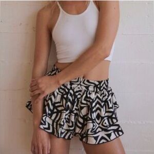 Free People Movement Prima Black and White Patterned Women's Shorts Size M